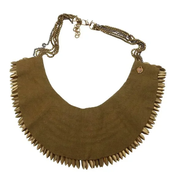 STELLA & DOT Pegasus Bronze Feather Bib Collar Necklace Worn by RBG Kardashian